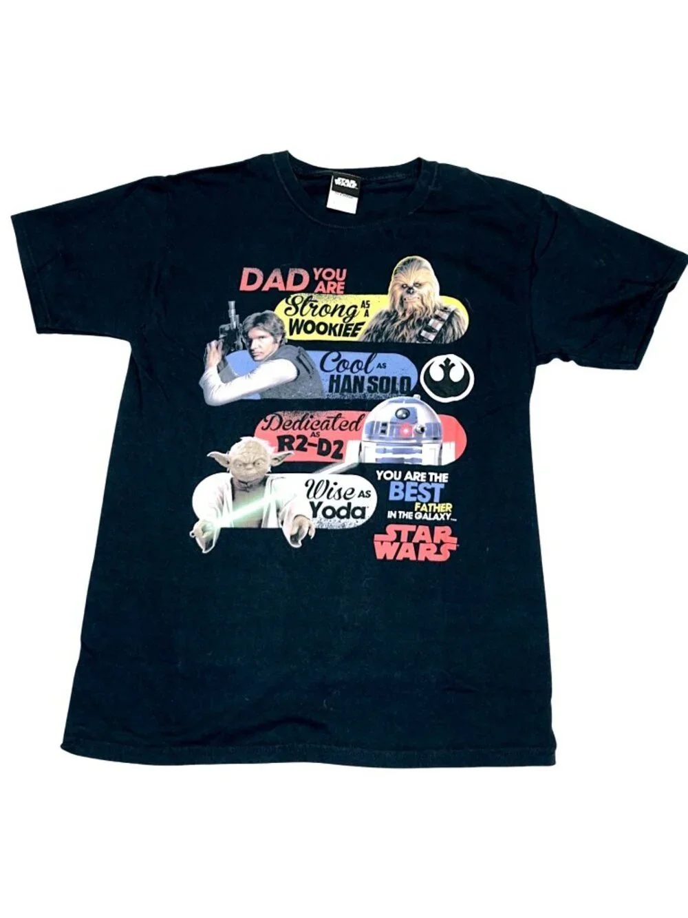 Star Wars Dad Shirt Youth Small Black Graphic Tee Best Father in Galaxy
